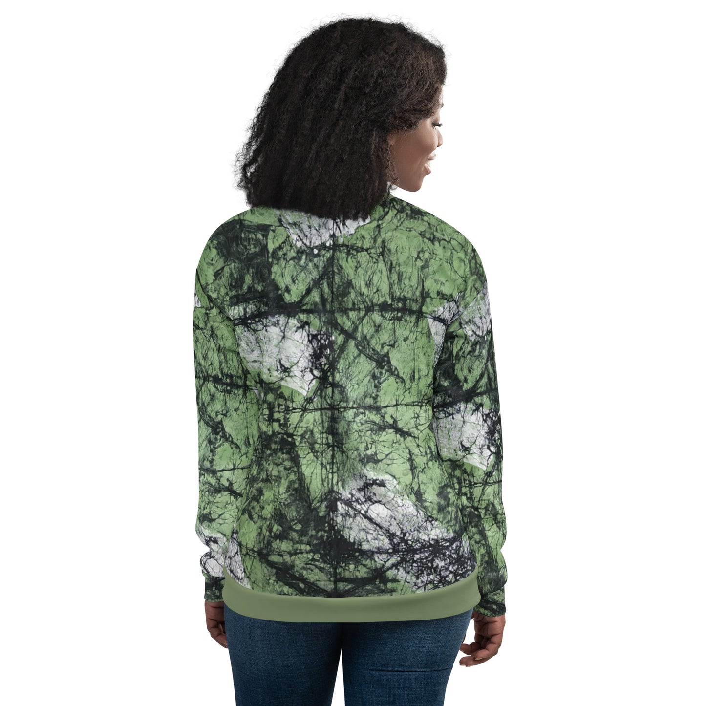 Lime Green Adire Unisex Bomber Jacket