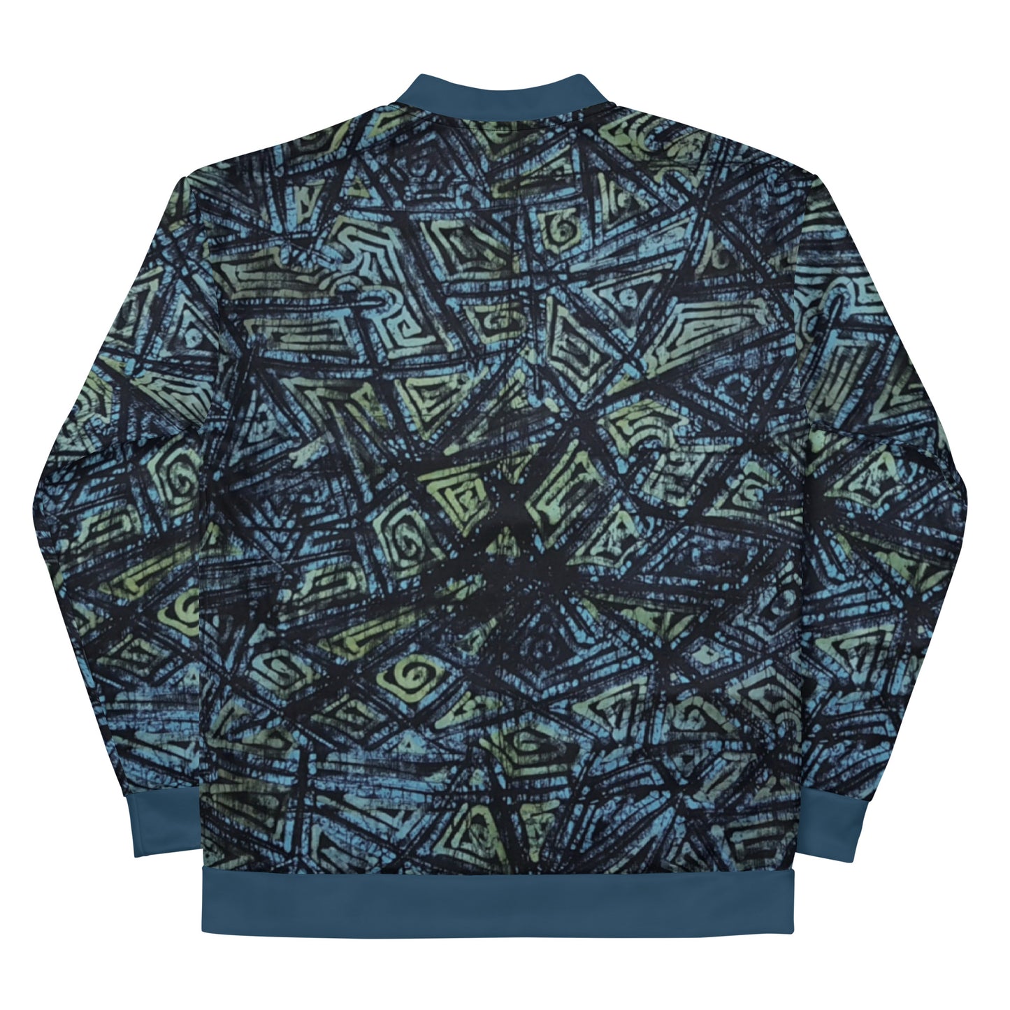 Indigo Green Turquoise Adire Unisex Bomber Jacket