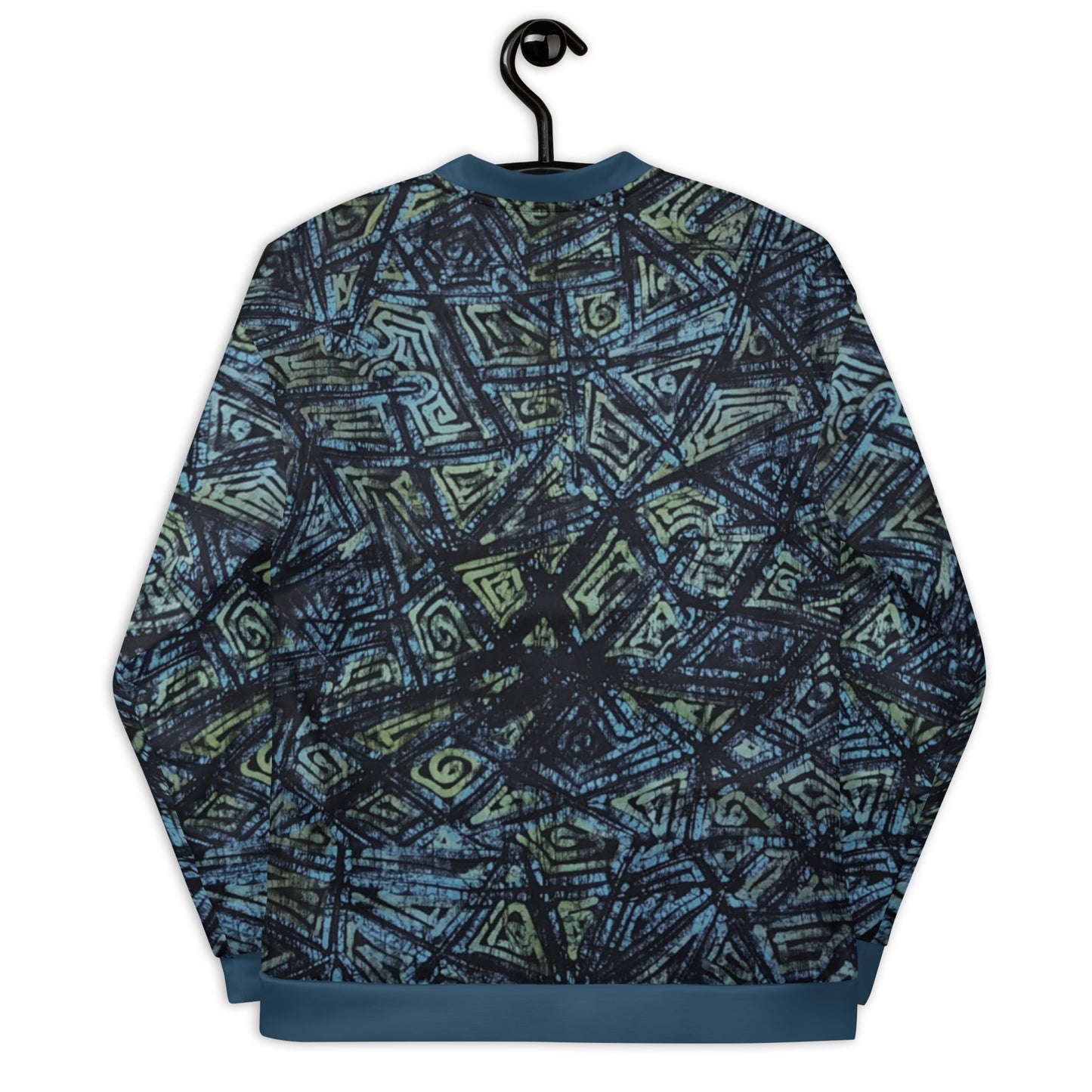 Indigo Green Turquoise Adire Unisex Bomber Jacket