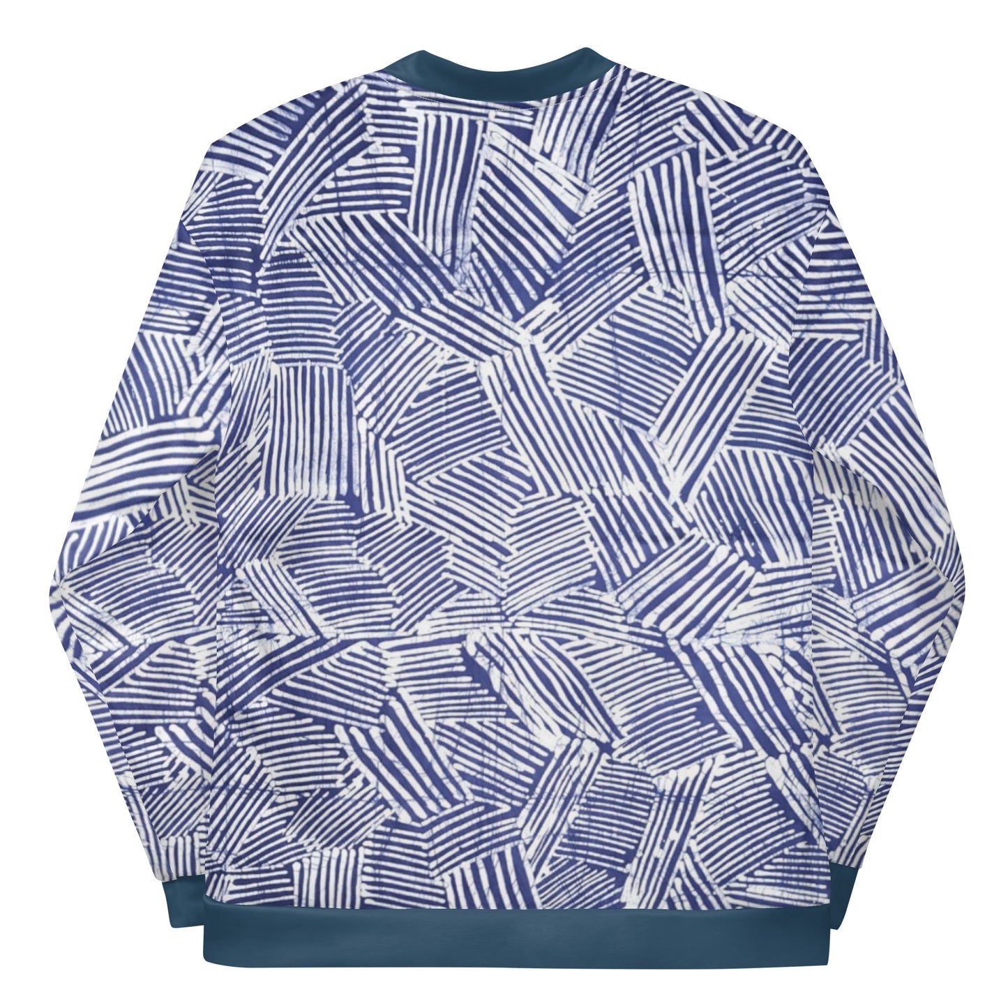 Blue & White Stripe Adire Unisex Bomber Jacket