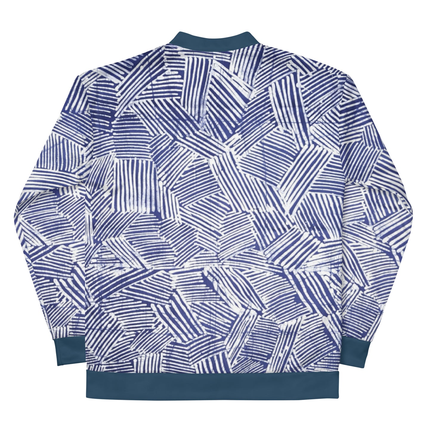 Blue & White Stripe Adire Unisex Bomber Jacket