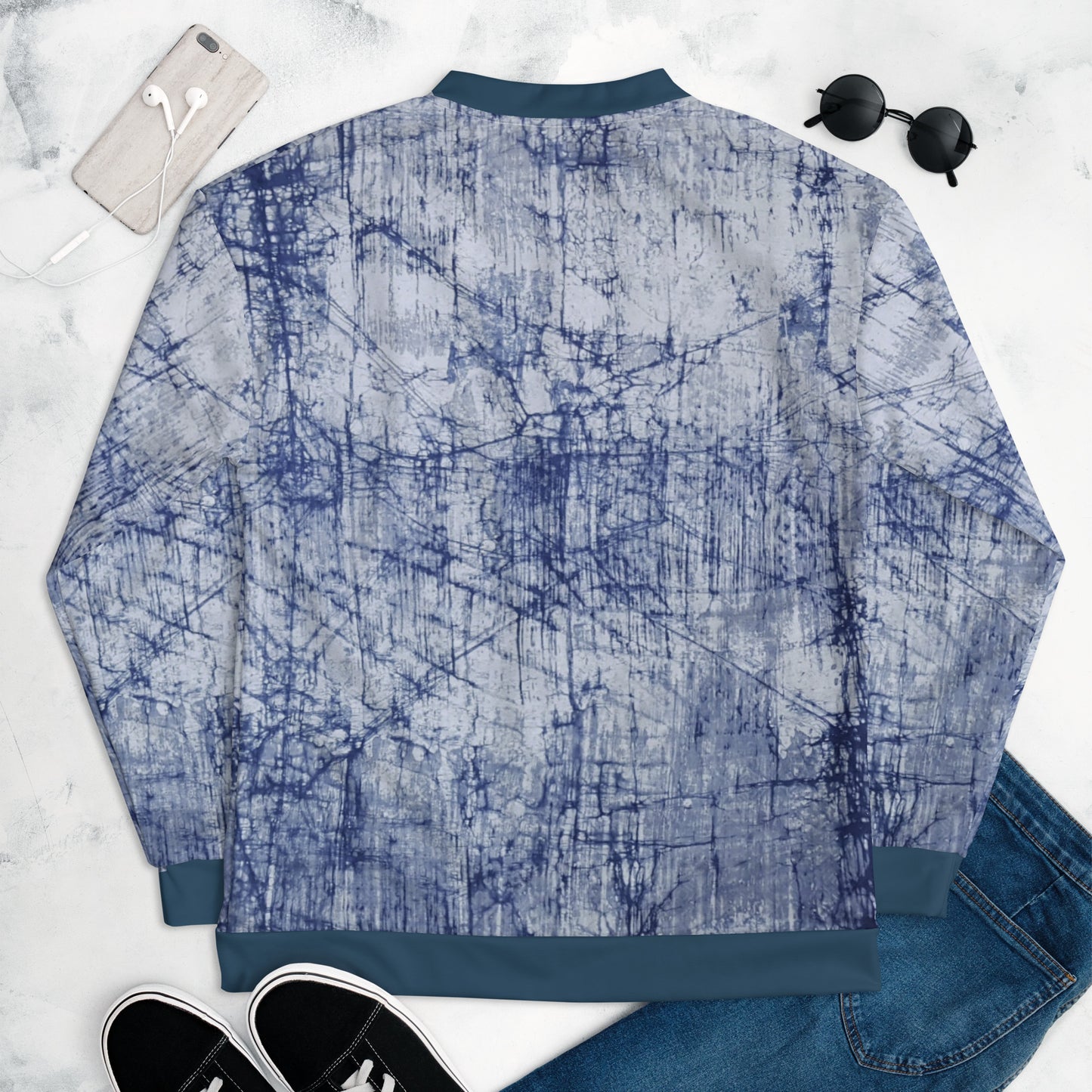 Blue Marble Adire Unisex Bomber Jacket