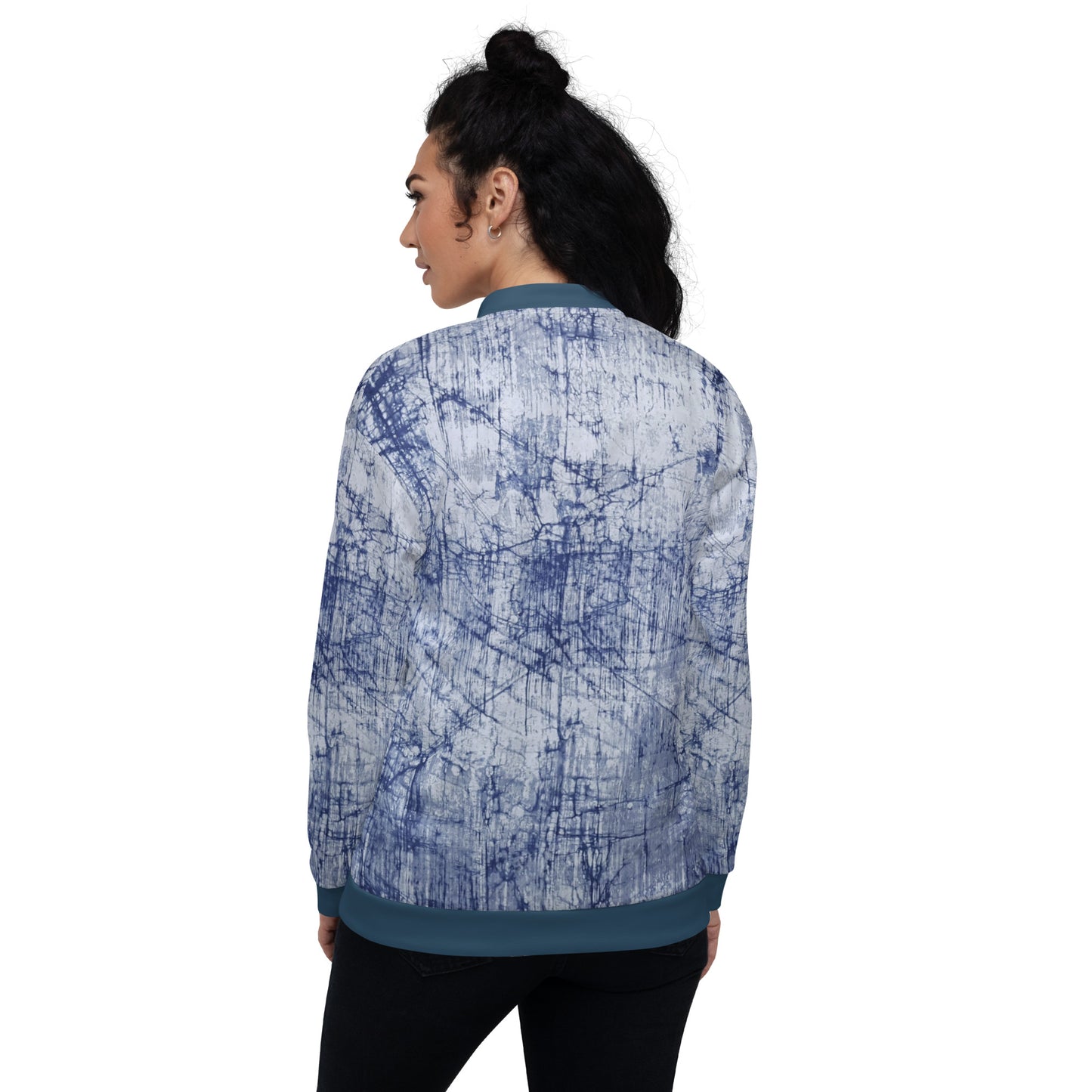 Blue Marble Adire Unisex Bomber Jacket