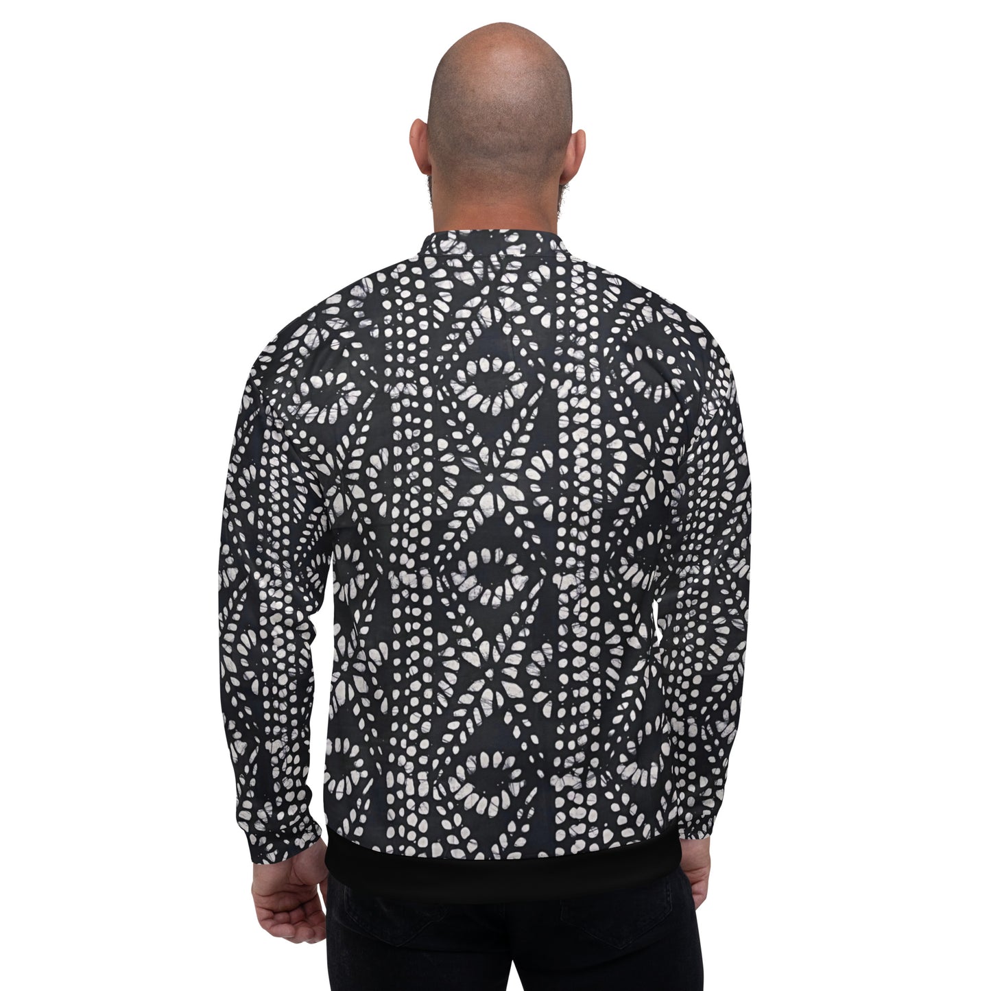 Black & White Aztec Adire Unisex Bomber Jacket