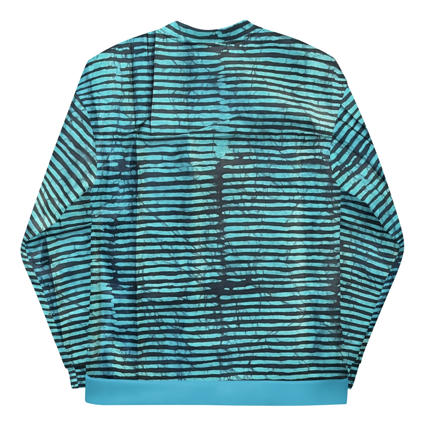 Aqua Black Stripes Adire Unisex Bomber Jacket