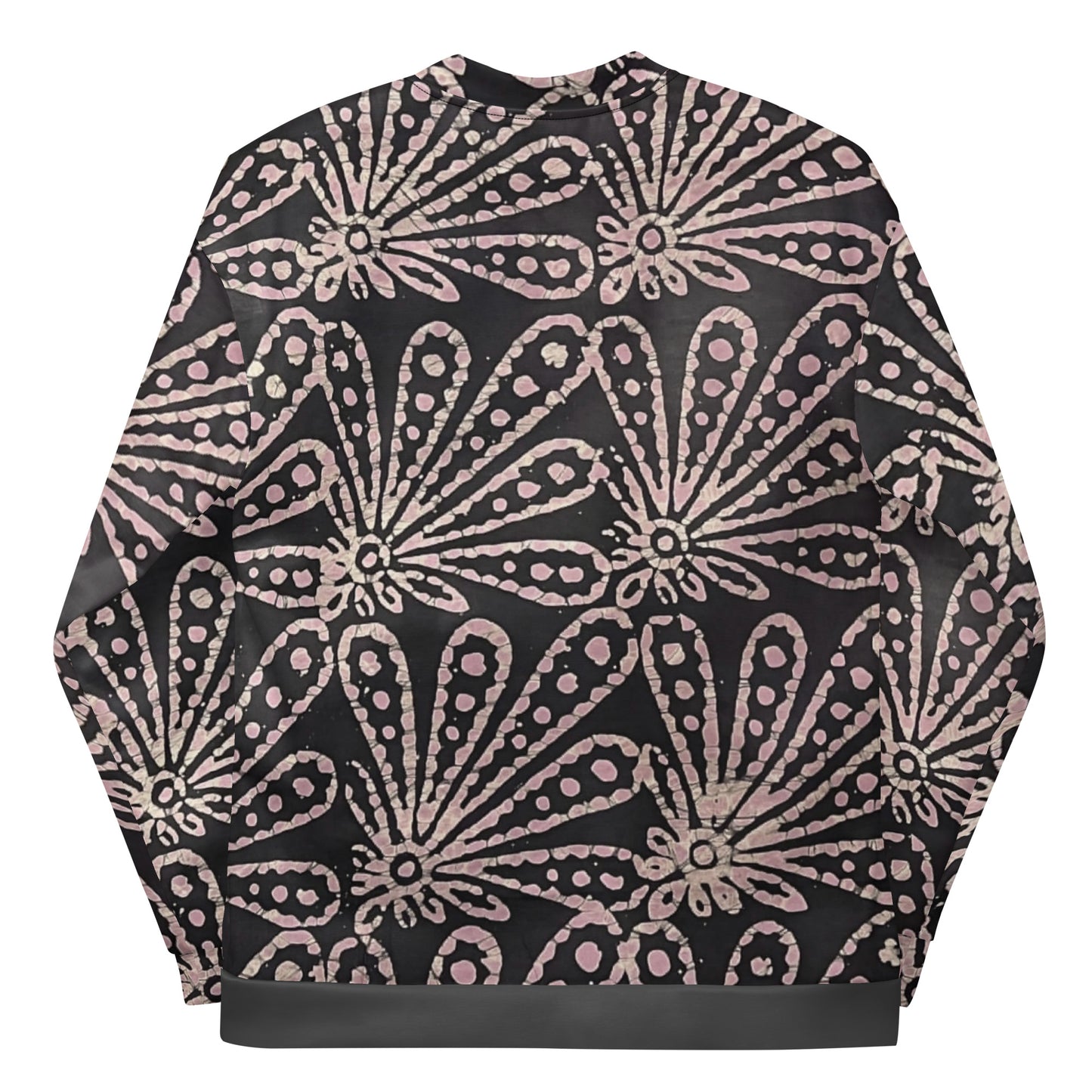 Brown Pale Pink Floral Pattern Adire Unisex Bomber Jacket