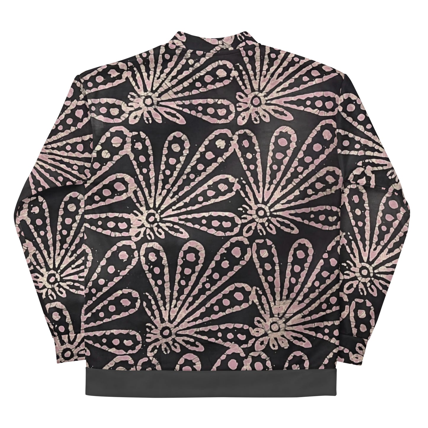 Brown Pale Pink Floral Pattern Adire Unisex Bomber Jacket