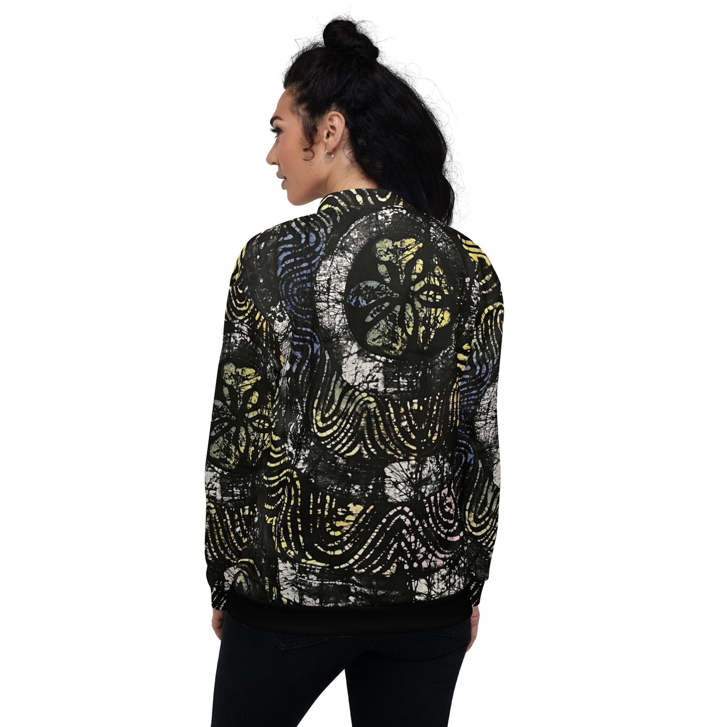 Circle & Swirls Indigo Adire Unisex Bomber Jacket