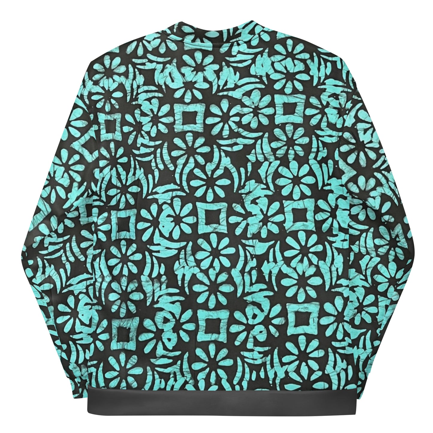 Aqua Abstract Adire Unisex Bomber Jacket