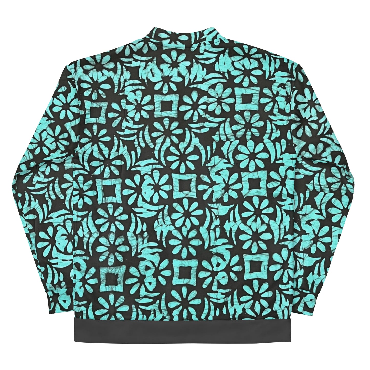 Aqua Abstract Adire Unisex Bomber Jacket