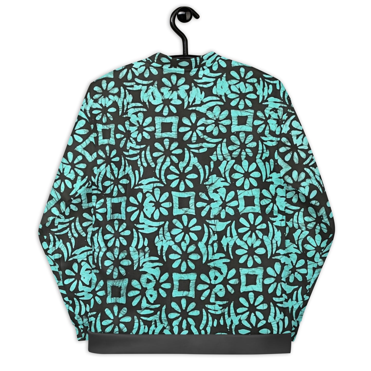 Aqua Abstract Adire Unisex Bomber Jacket