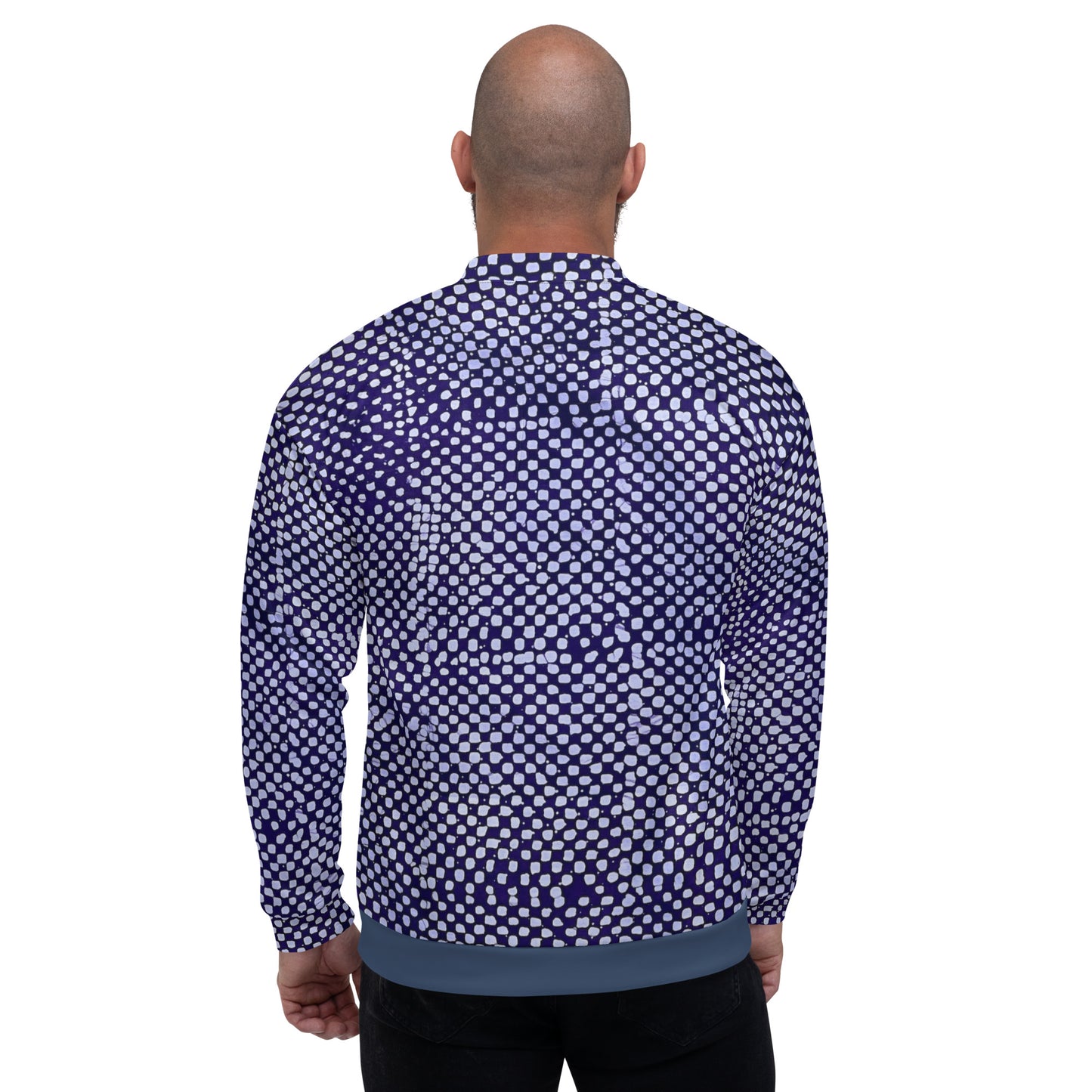 Purple & White Polka Dots Adire Unisex Bomber Jacket