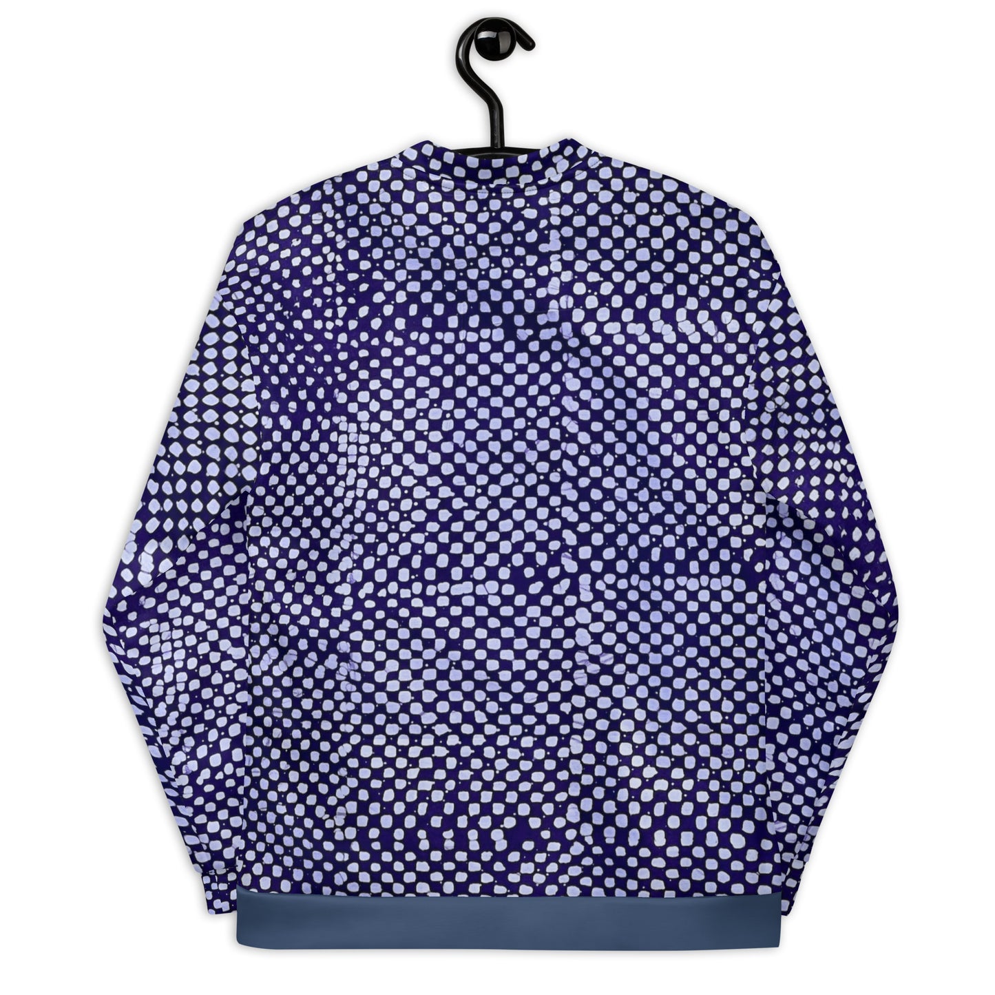 Purple & White Polka Dots Adire Unisex Bomber Jacket