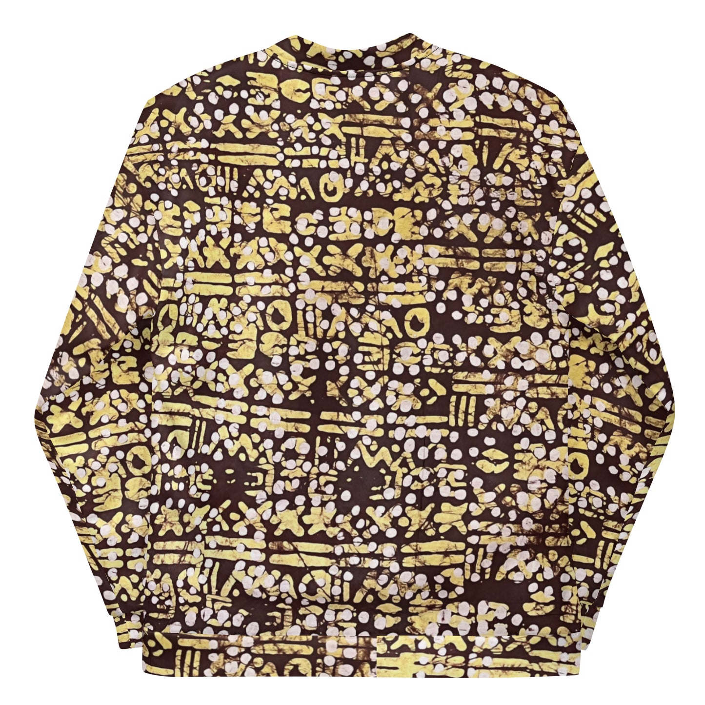 Yellow Brown Noughts & Crosses Adire Unisex Bomber Jacket