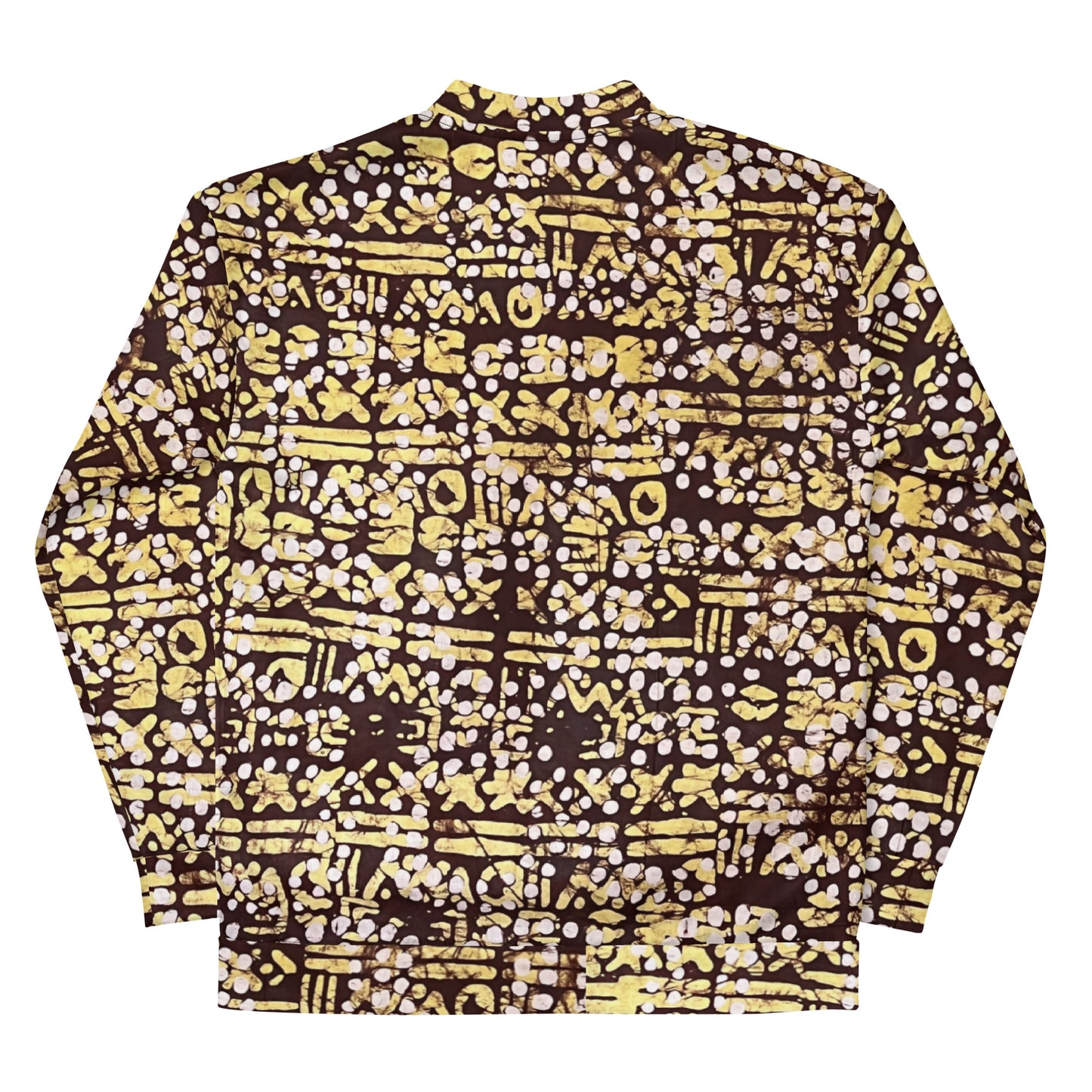 Yellow Brown Noughts & Crosses Adire Unisex Bomber Jacket