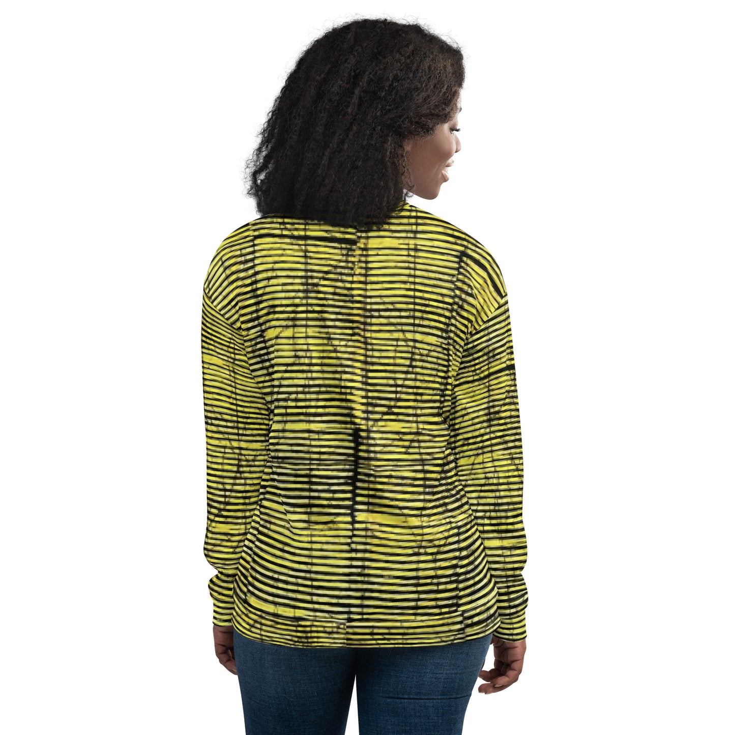 Yellow Black Stripes Adire Unisex Bomber Jacket