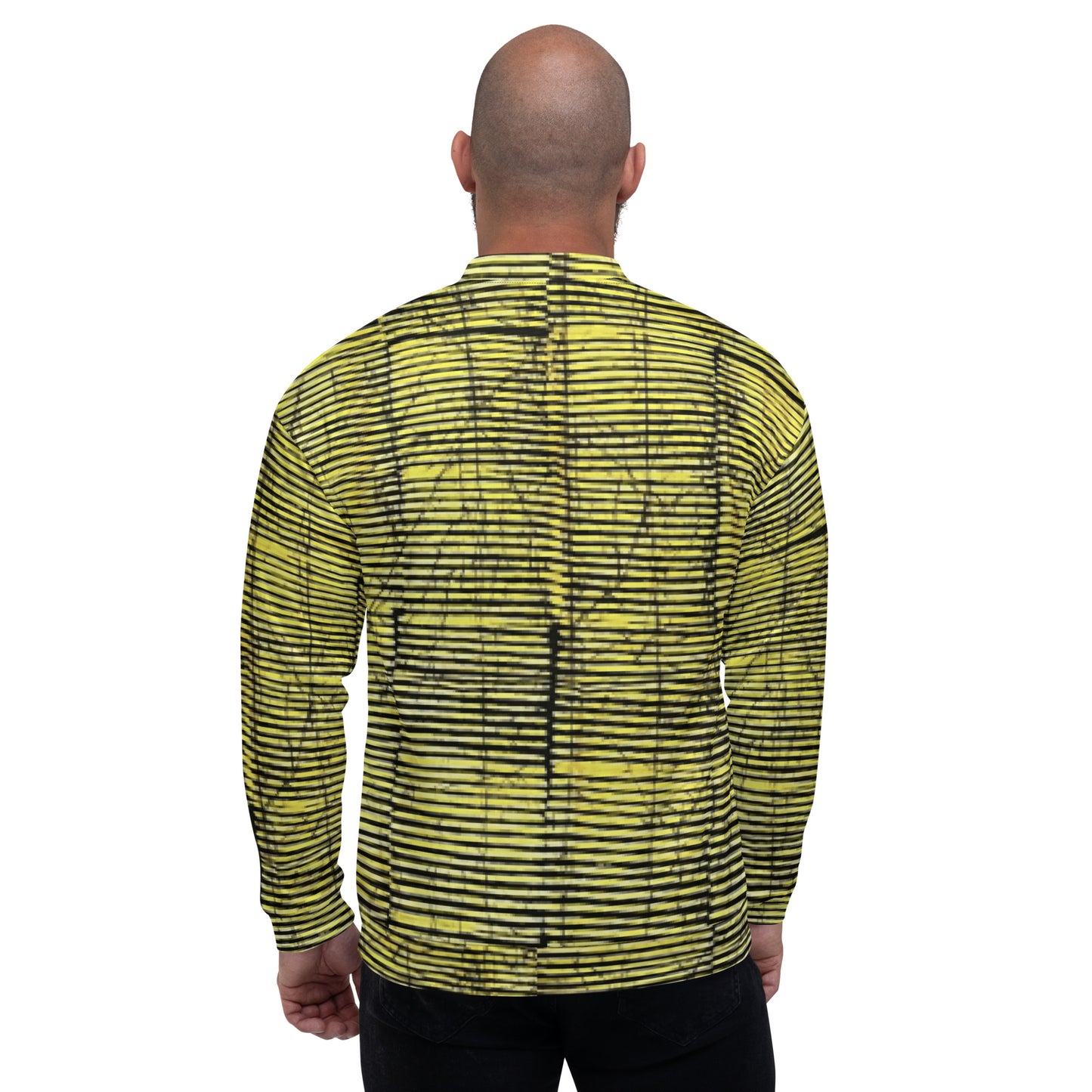 Yellow Black Stripes Adire Unisex Bomber Jacket