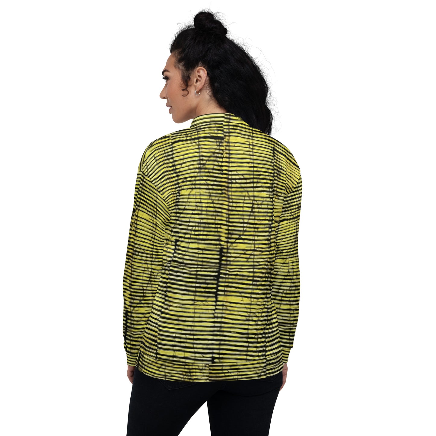 Yellow Black Stripes Adire Unisex Bomber Jacket