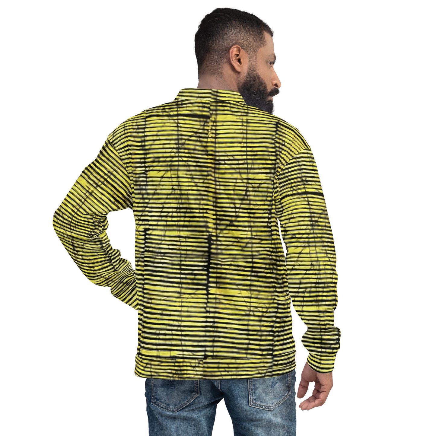 Yellow Black Stripes Adire Unisex Bomber Jacket