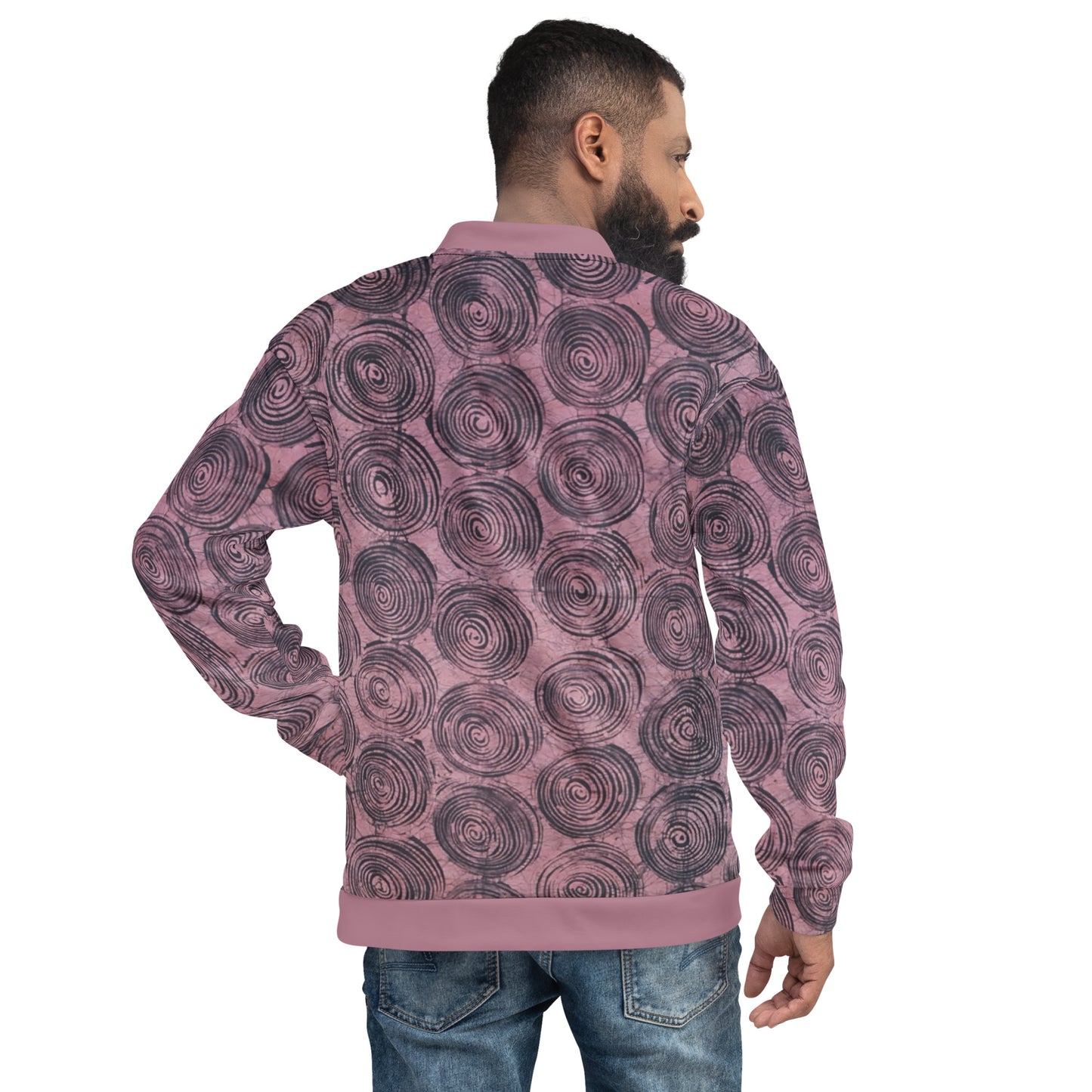 Pink & Black Swirls Adire Unisex Bomber Jacket