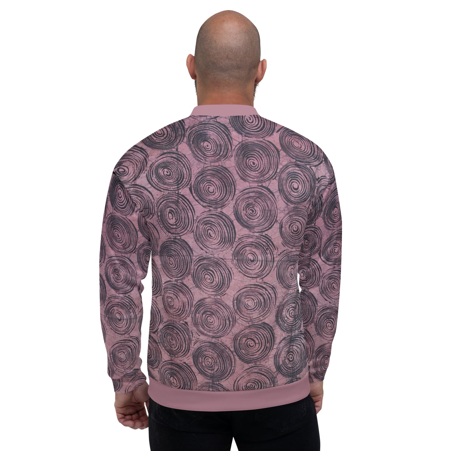 Pink & Black Swirls Adire Unisex Bomber Jacket