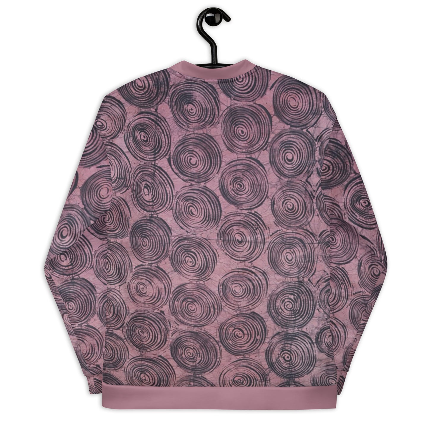 Pink & Black Swirls Adire Unisex Bomber Jacket