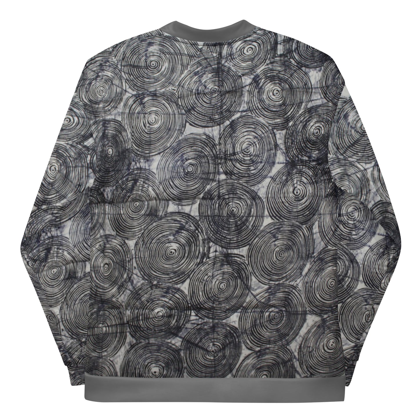 Black Swirls Adire Unisex Bomber Jacket