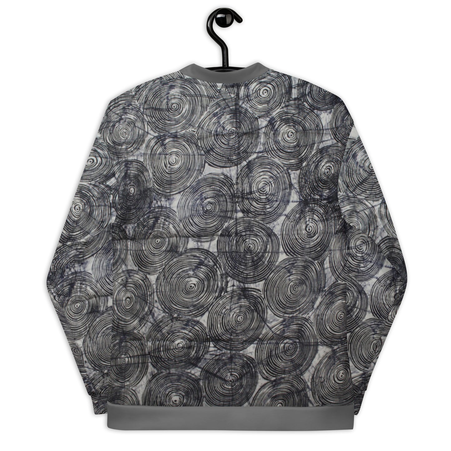 Black Swirls Adire Unisex Bomber Jacket