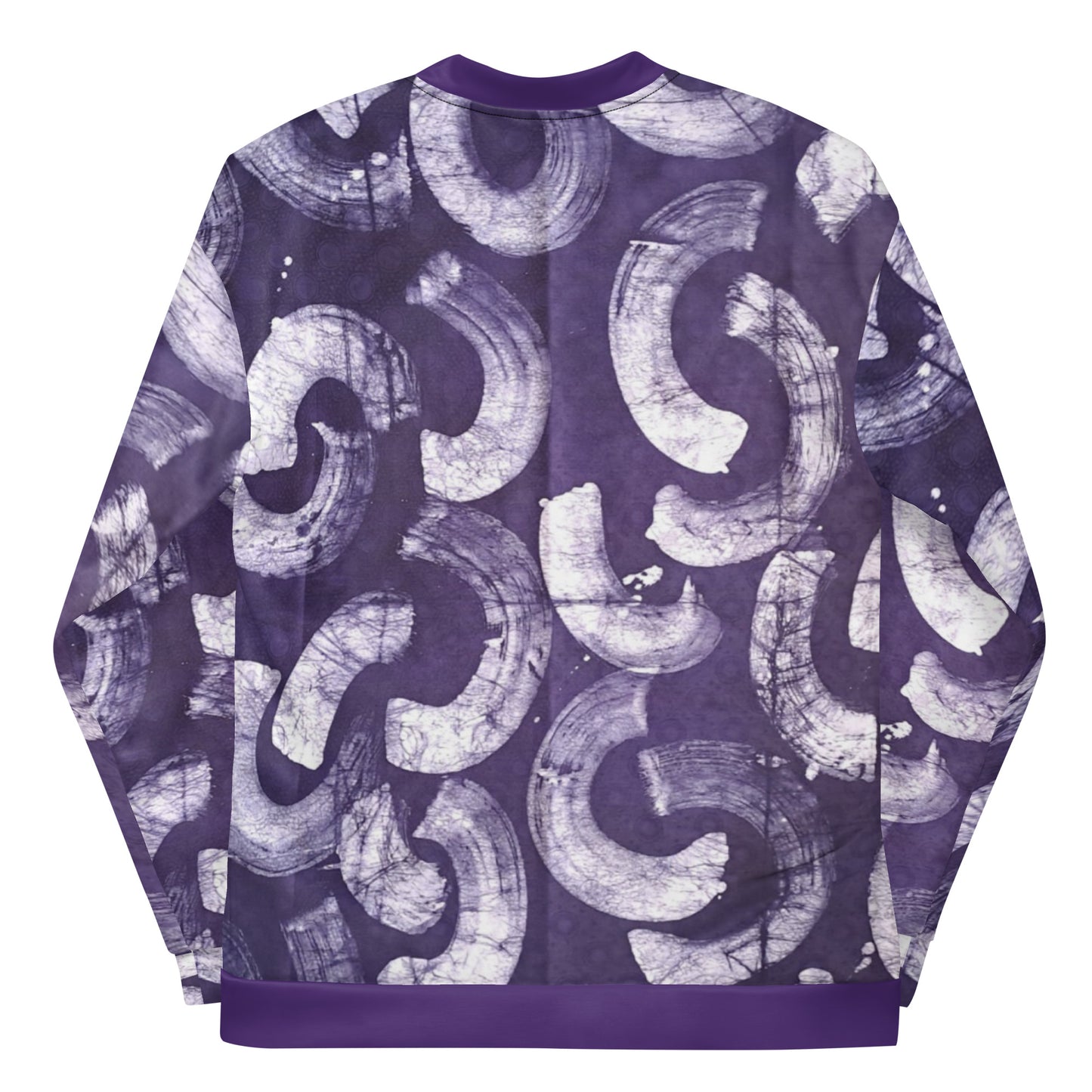 Purple & white Adire Unisex Bomber Jacket