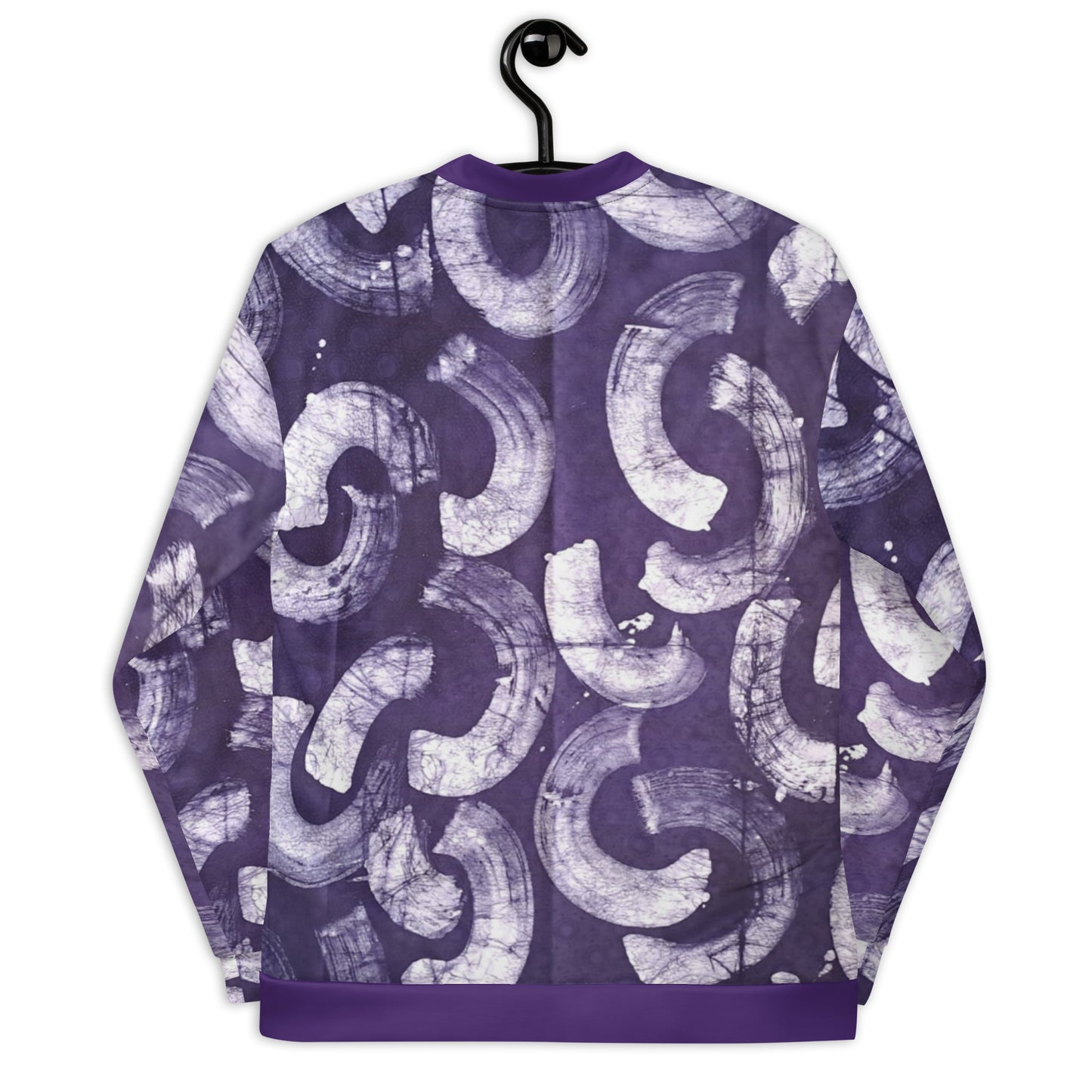 Purple & white Adire Unisex Bomber Jacket