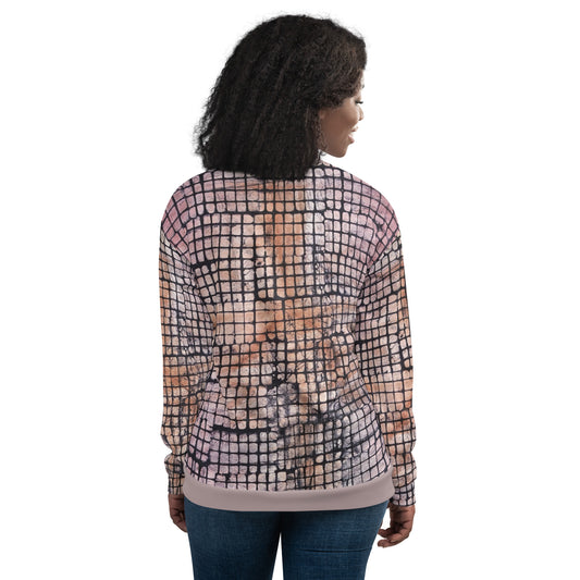 Pink Checked Adire Unisex Bomber Jacket