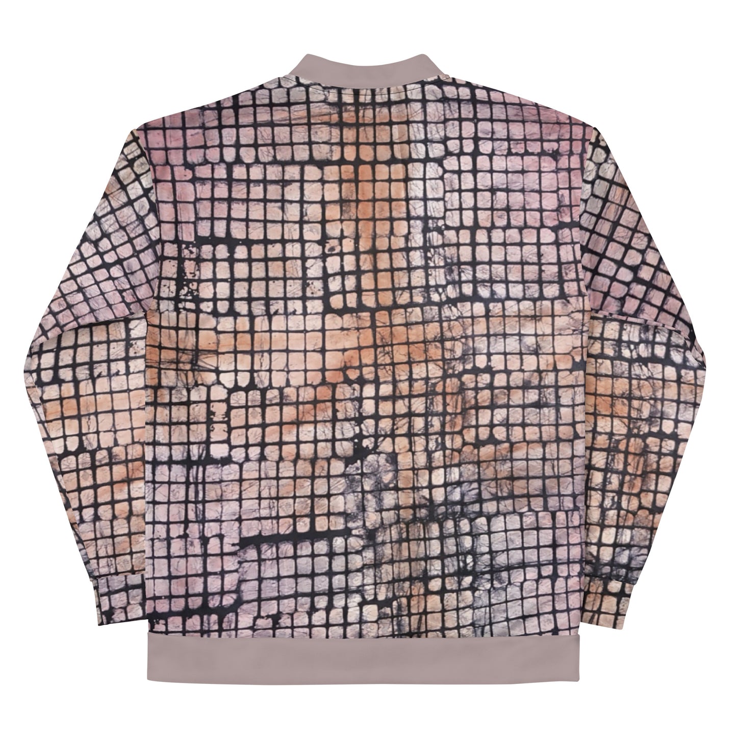 Pink Checked Adire Unisex Bomber Jacket