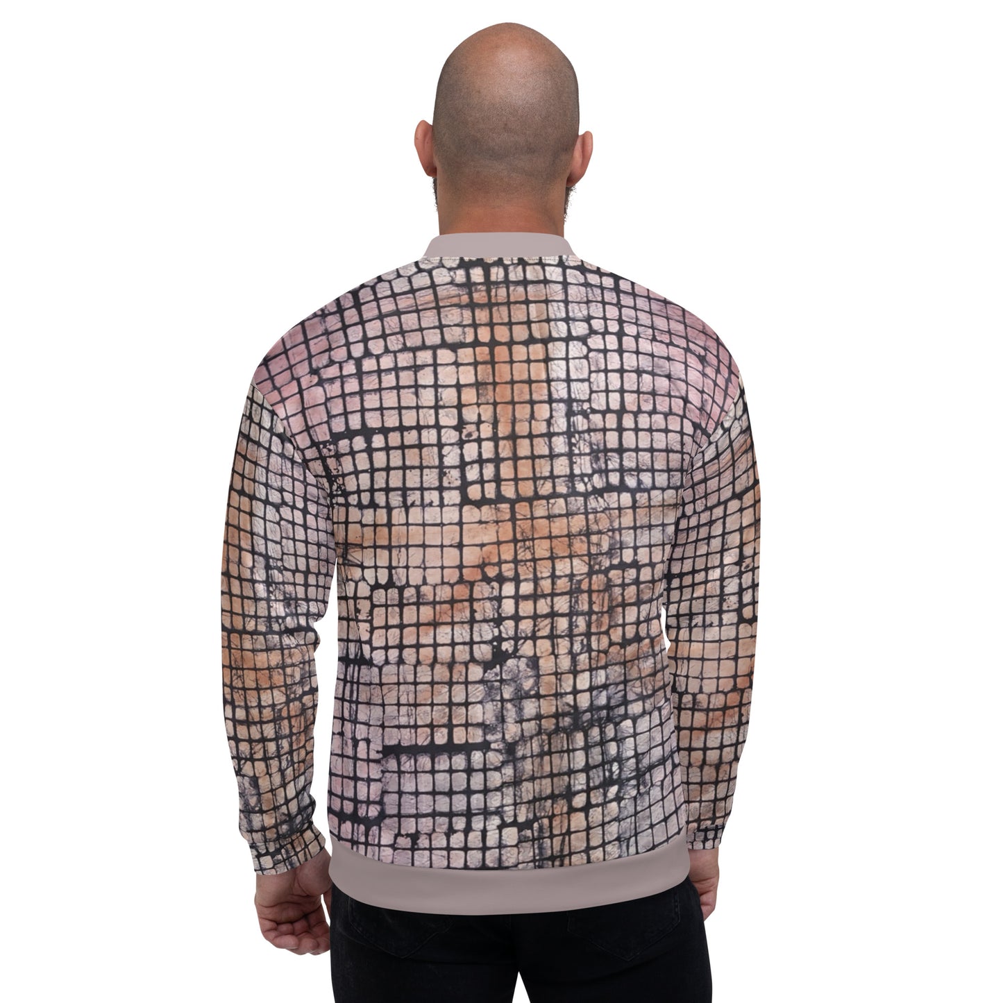 Pink Checked Adire Unisex Bomber Jacket