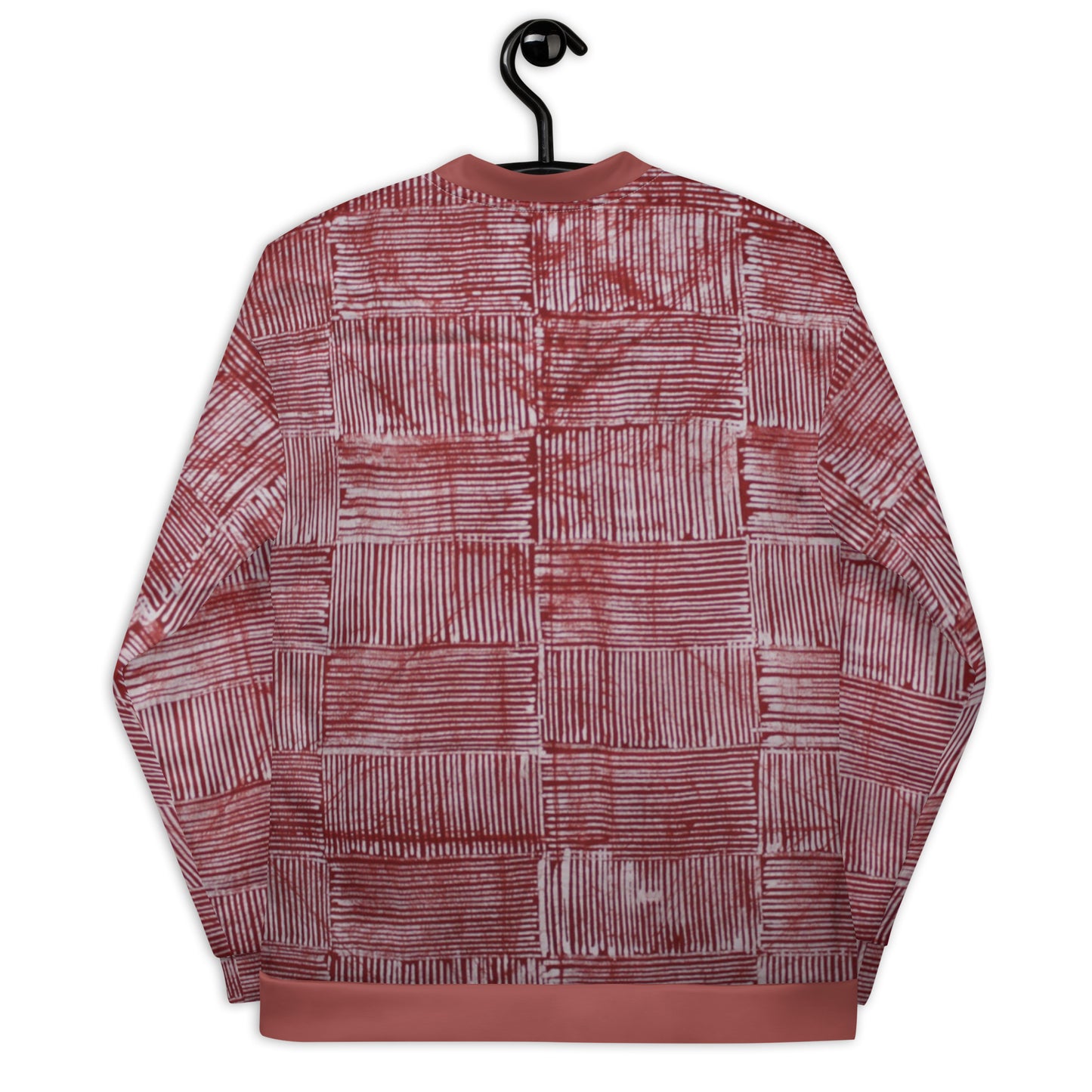 Red & White Stripes Adire Unisex Bomber Jacket