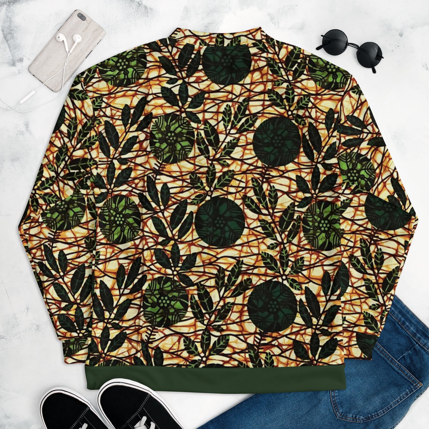 Green Leaf Wine Ankara Unisex Bomber Jacket