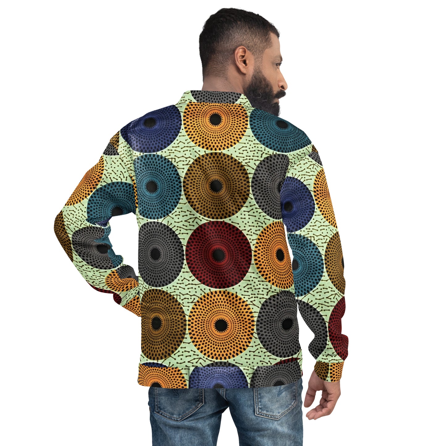 Multicolour Mandela Print Ankara Unisex Bomber Jacket