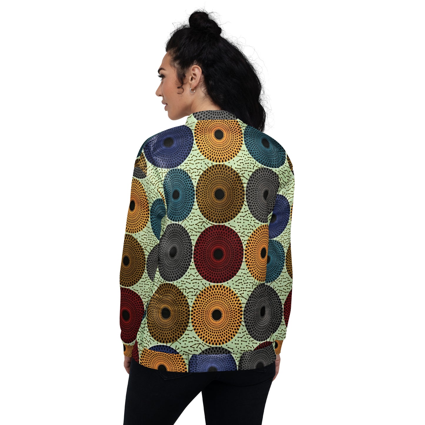 Multicolour Mandela Print Ankara Unisex Bomber Jacket