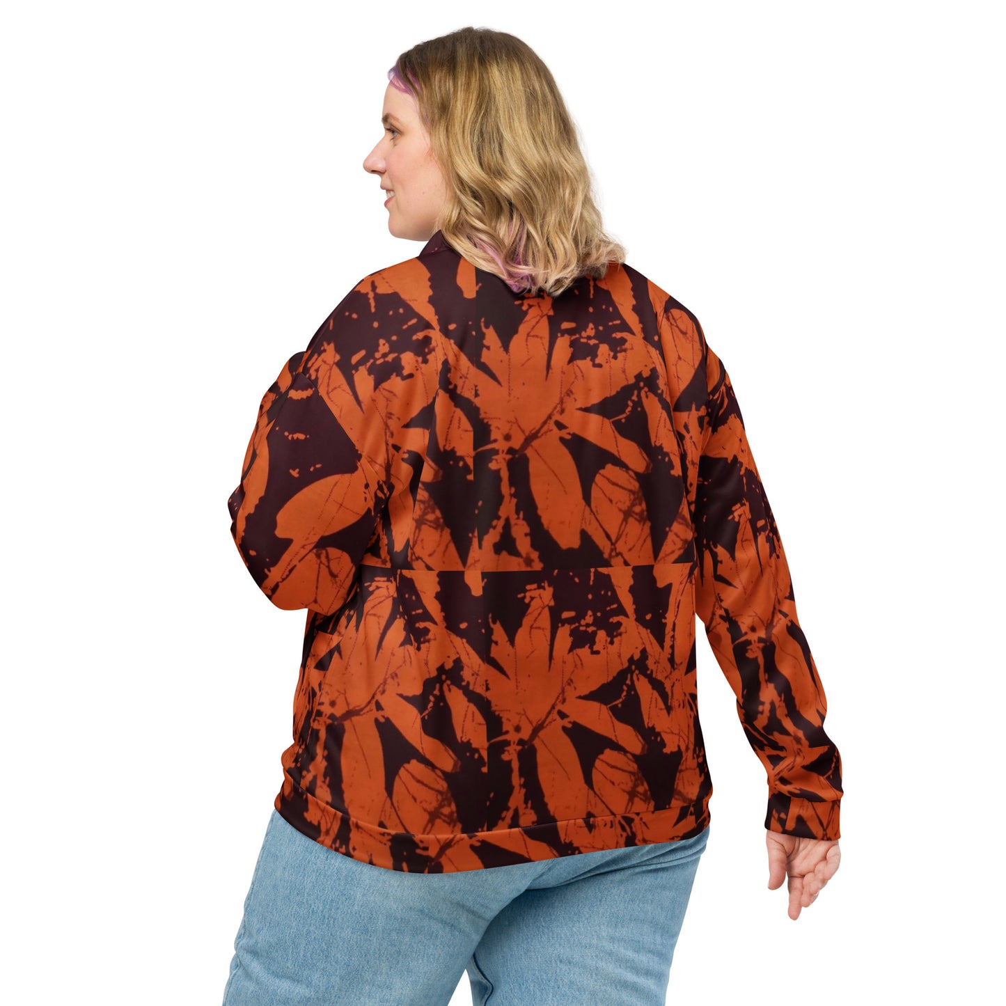 Orange Adire Unisex Bomber Jacket