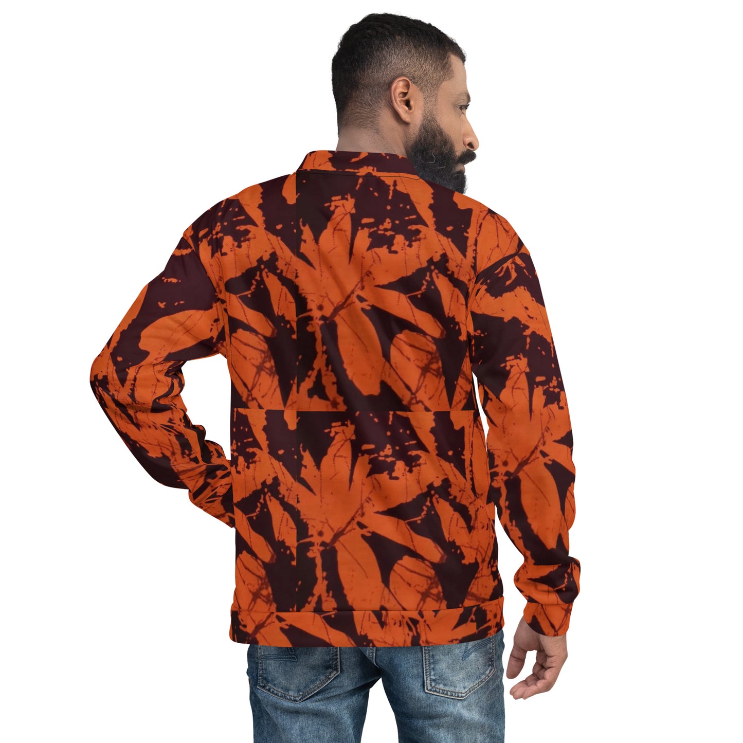 Orange Adire Unisex Bomber Jacket