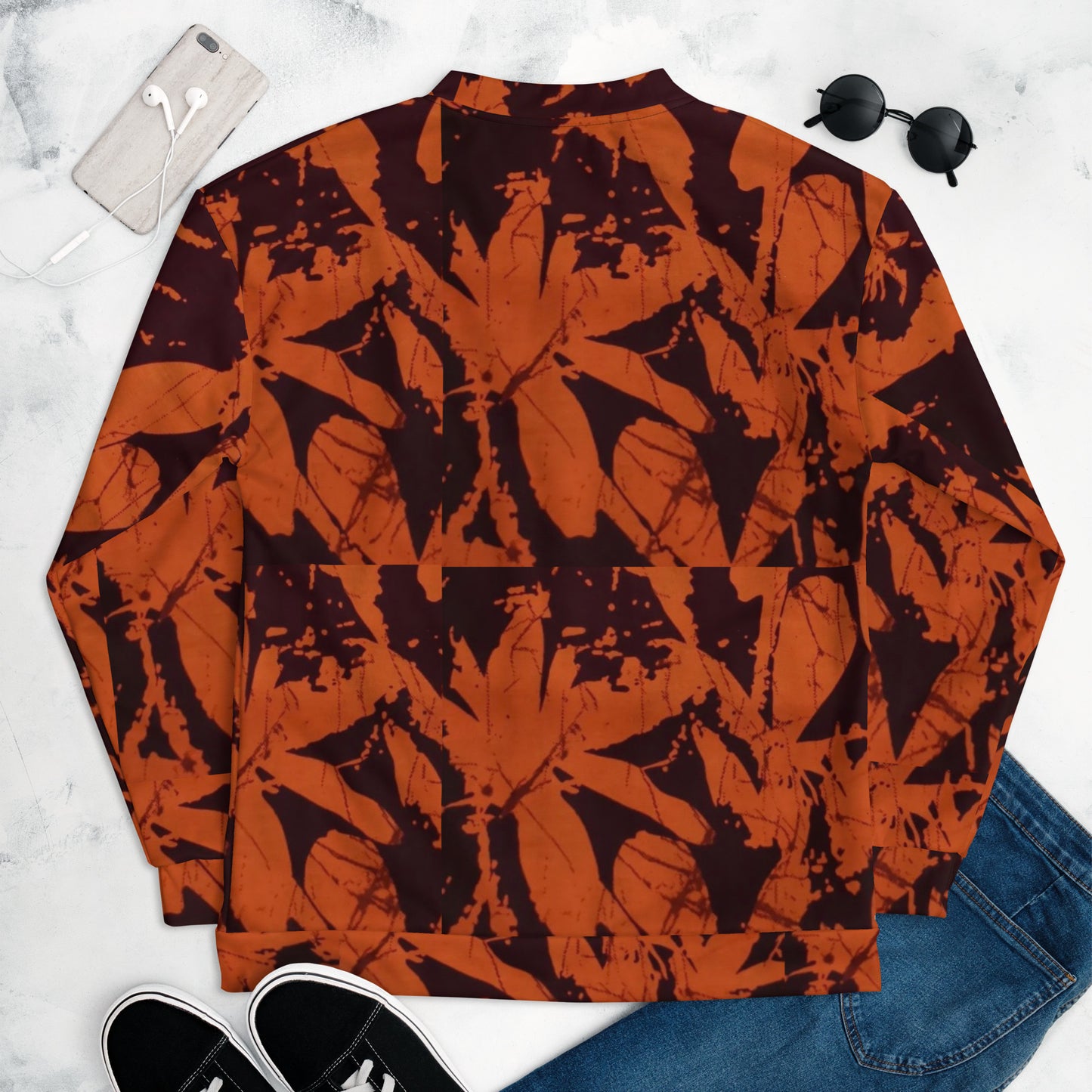 Orange Adire Unisex Bomber Jacket