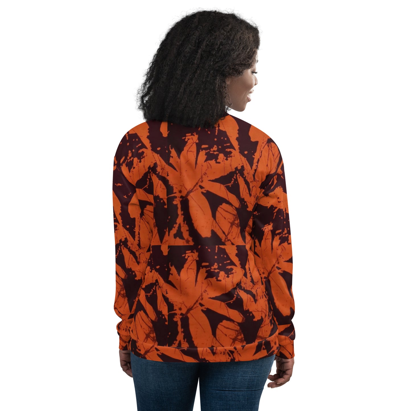 Orange Adire Unisex Bomber Jacket