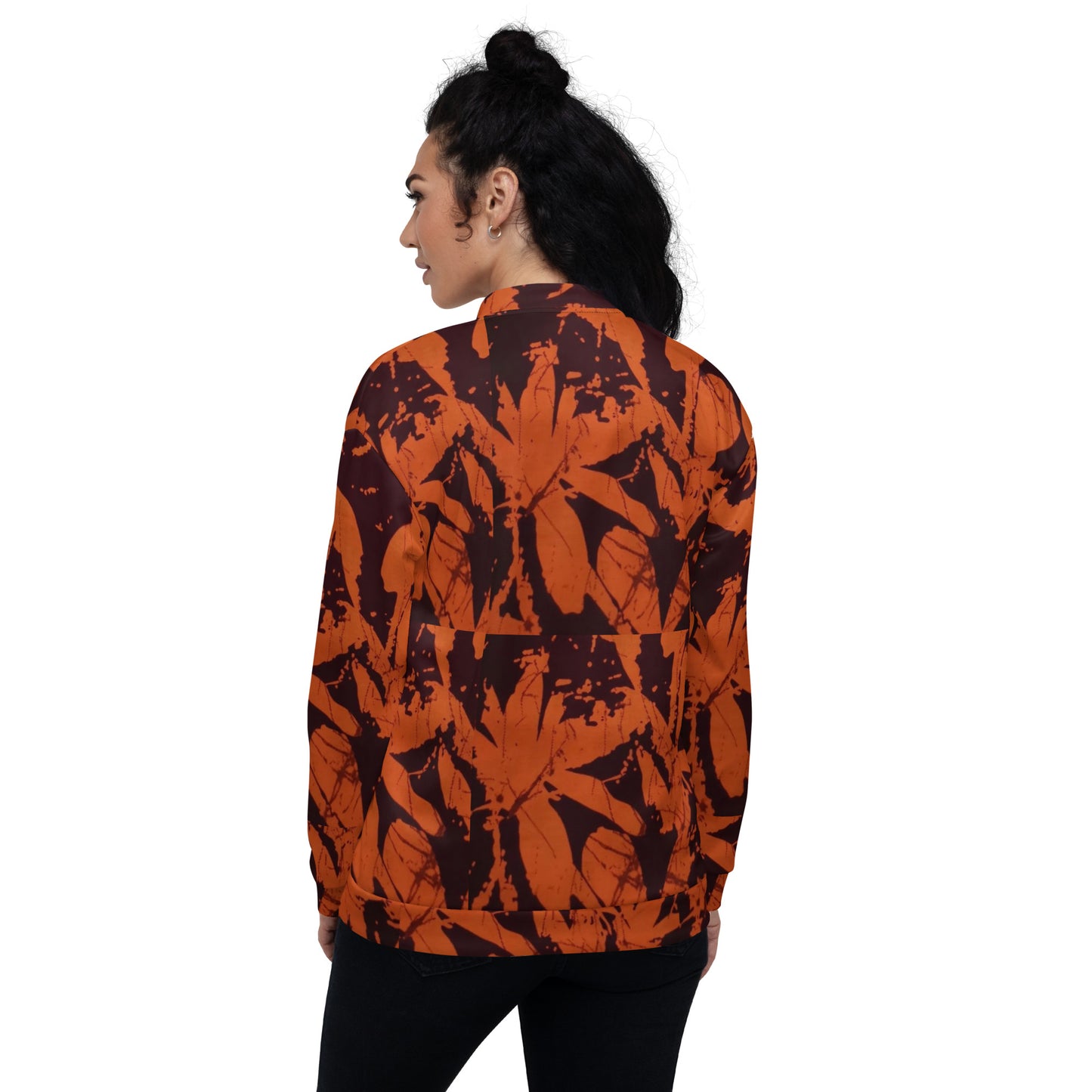 Orange Adire Unisex Bomber Jacket