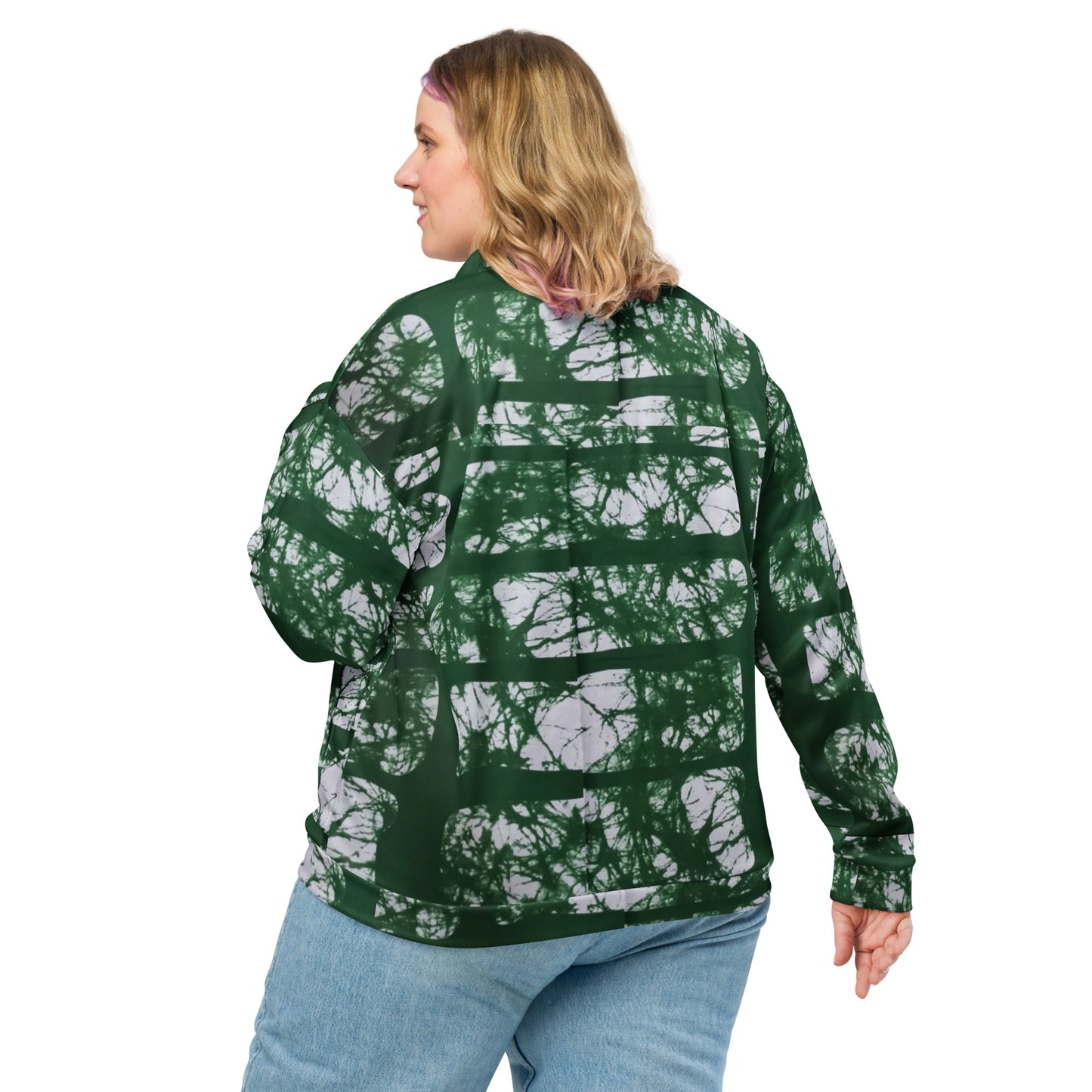 Green Adire Unisex Bomber Jacket