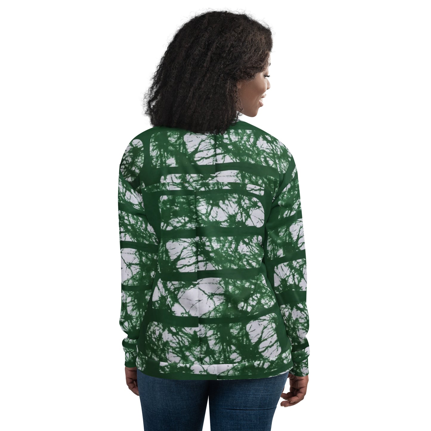 Green Adire Unisex Bomber Jacket