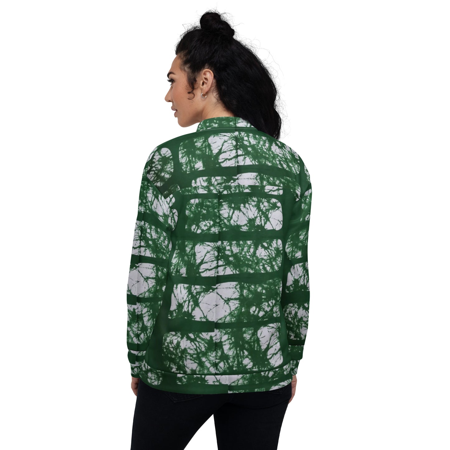 Green Adire Unisex Bomber Jacket