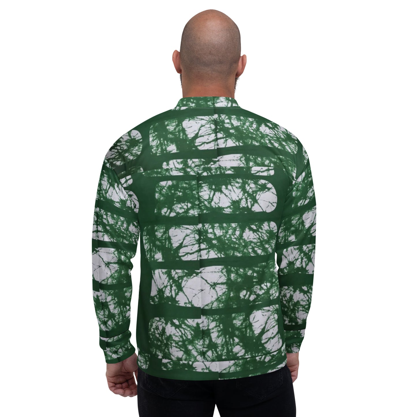 Green Adire Unisex Bomber Jacket