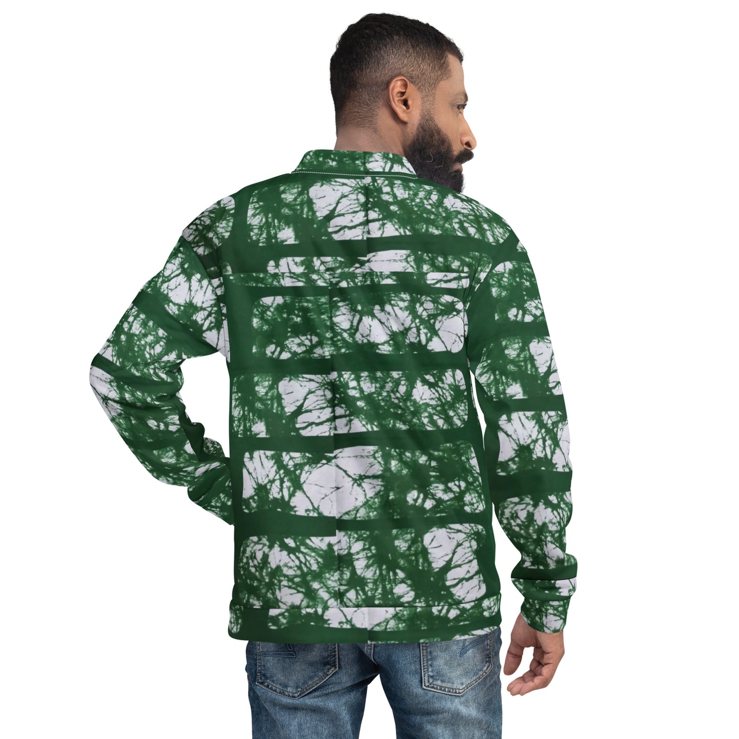 Green Adire Unisex Bomber Jacket