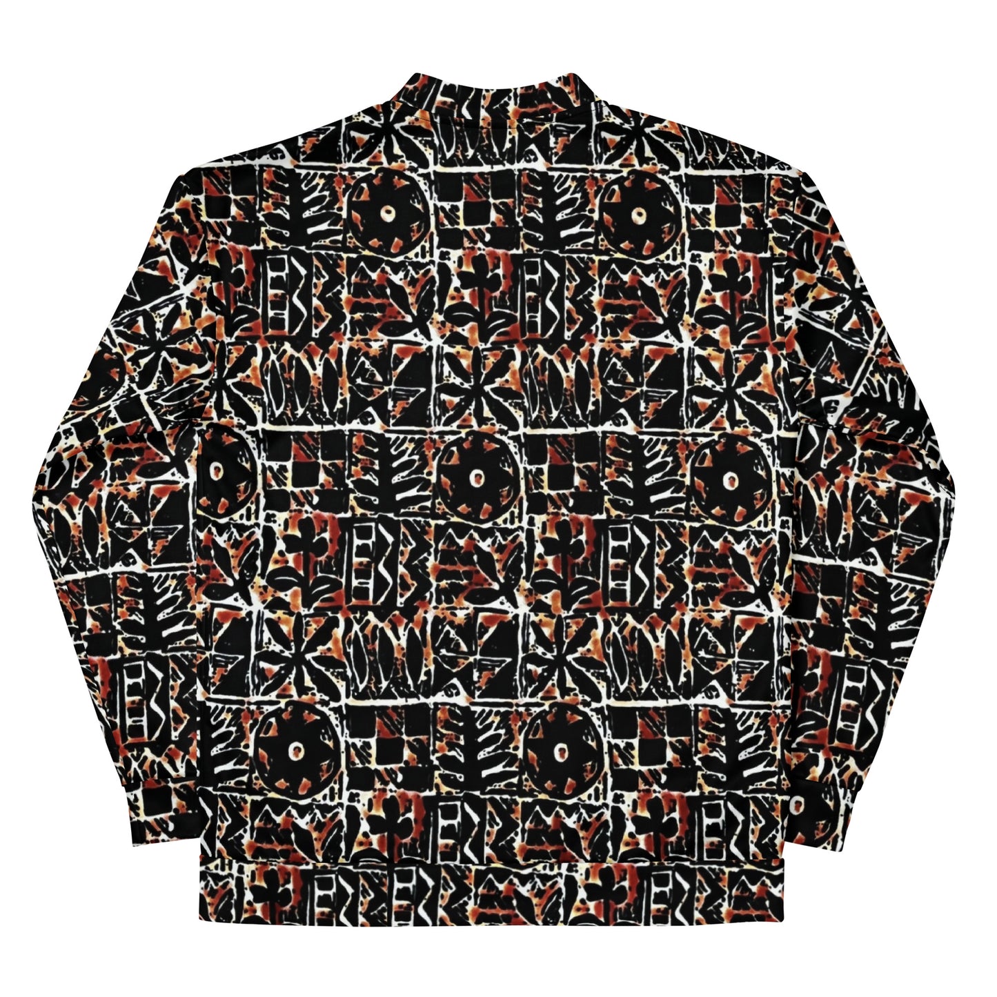 Red Black Abstract Adire Unisex Bomber Jacket