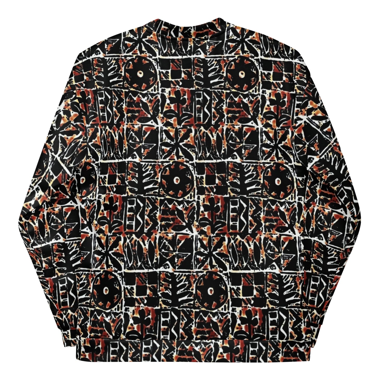 Red Black Abstract Adire Unisex Bomber Jacket