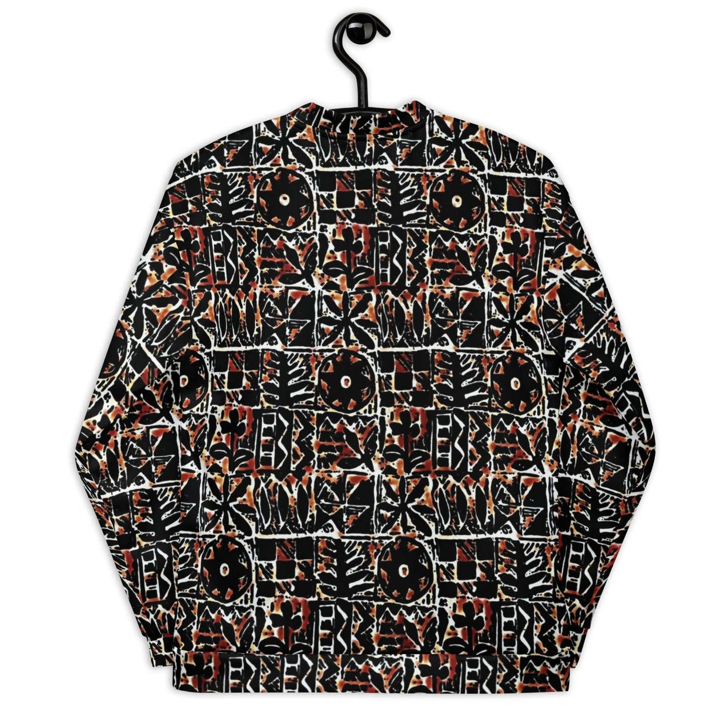 Red Black Abstract Adire Unisex Bomber Jacket